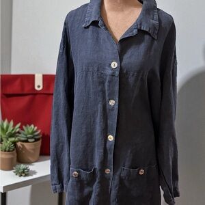 Elegant Charcoal Button-Up Tunic